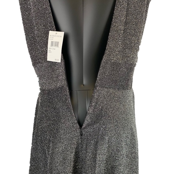 Fraiche Deep V Neck Sleeveless Shimmer Cocktail Party Swing Dress Women's Large - Picture 12 of 14